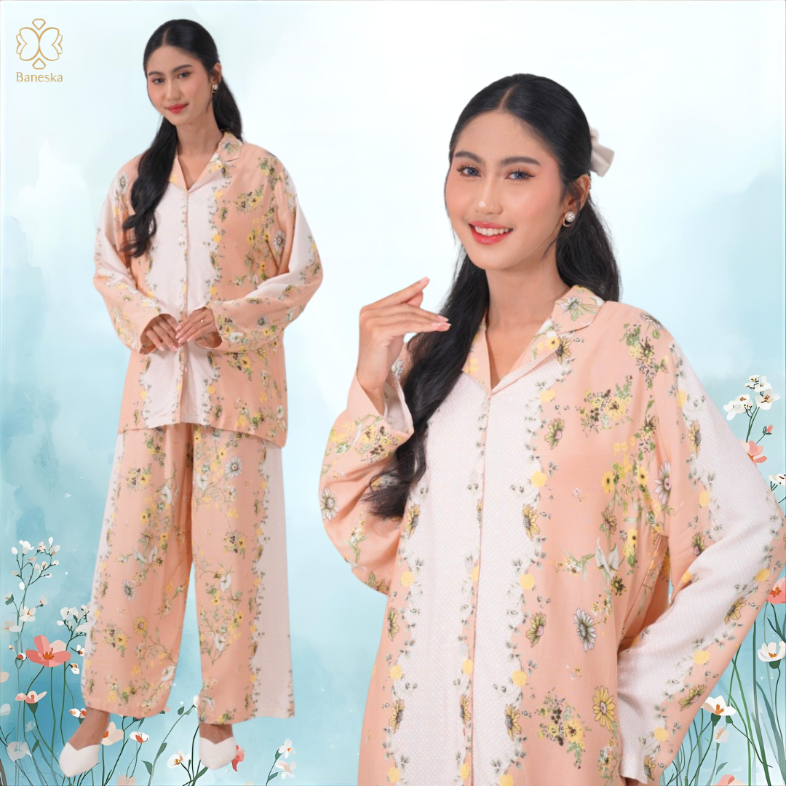 Baneska Sleepwear Pajamas Series Long Sleeve Collection I Baju Tidur Piyama Set Lengan Panjang