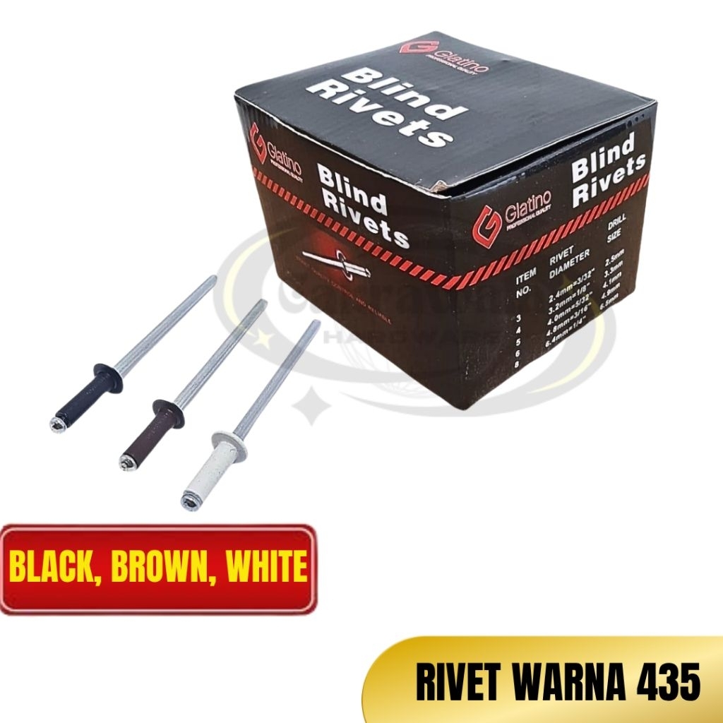 Paku Rivet 435 Warna Hitam, Putih, Coklat - Kuat Dan Mudah Digunakan