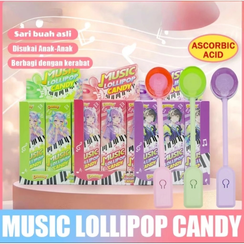 UnikOfficial - PERMEN VIRAL LOLIPOP MUSIK RASA BUAH (Apel/Stroberi/Anggur) Halal | CEMILAN MUSIC LOL