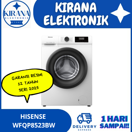 Mesin Cuci 8.5 Kg Hisense Front Loading WFQP8523BW Mesin Cuci Hisense 8.5 Kg