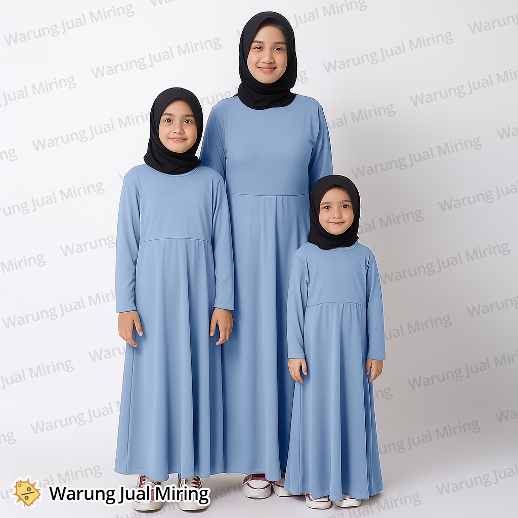 Baju Gamis BASIC Jersey Perempuan Anak Remaja Dewasa Muslim Dress Jubah Pakaian Ngaji Manasik Haji T