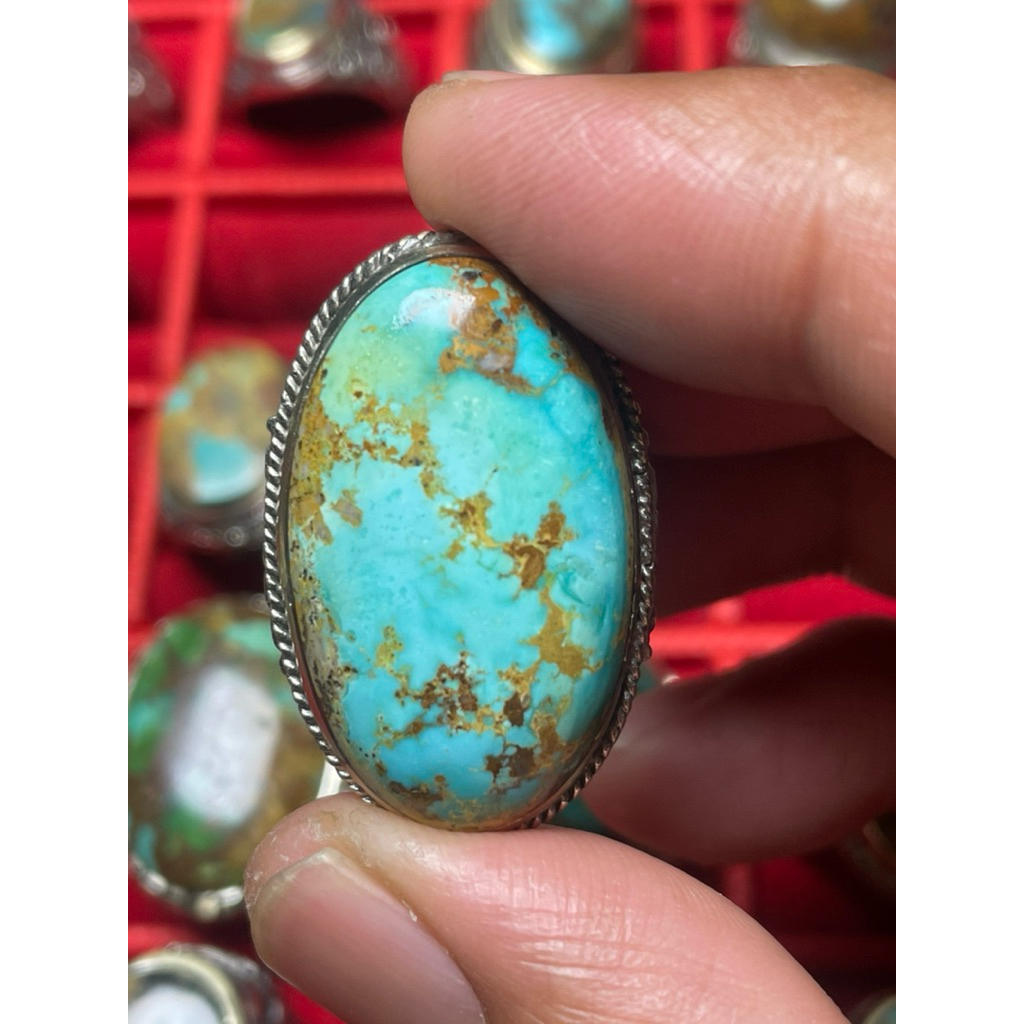 Cincin Batu Pirus Persia Biru Fancy - Nuansa Pirus