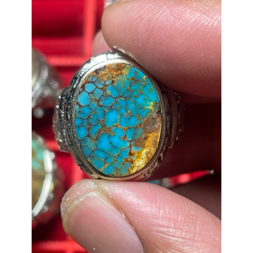 Cincin Batu Pirus Persia Hijau Tosca - Nuansa Pirus
