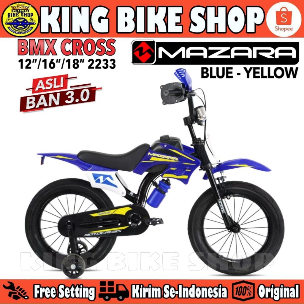 Sepeda Anak Laki BMX MAZARA 2233 Ukuran 12, 16, & 18 Inch Motor Cross Trail Ban 3.0