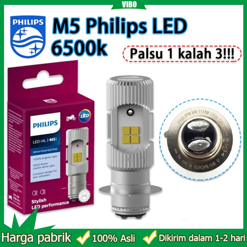 (Palsu 1 bayar 3) LAMPU DEPAN MOTOR LED PHILIPS-LAMPU LED 2SISI H6 ARUS DC M5 6500K ORIGINAL 100% BS