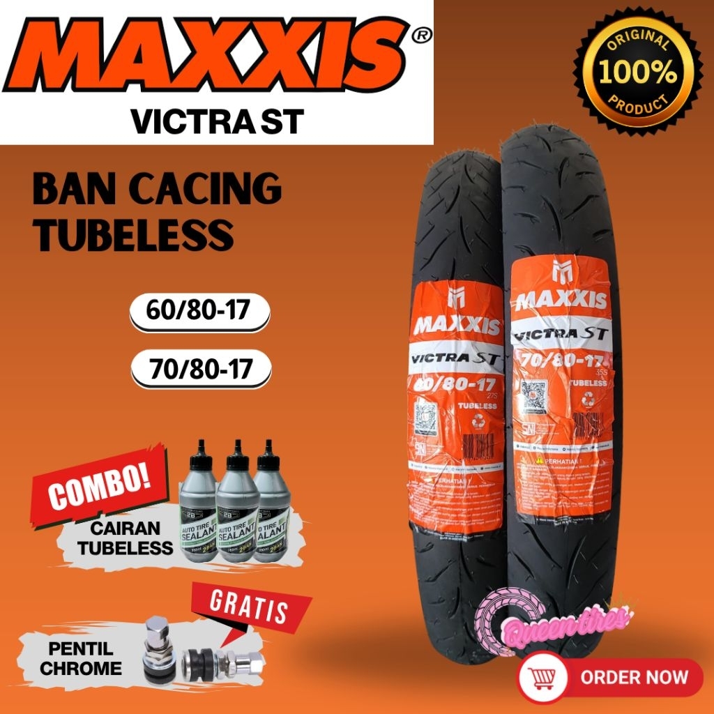 Maxxis Victra St Ban Cacing 60/80-17 & 70/80-17 Motor Vario Beat Xeon Mio Nouvo dll