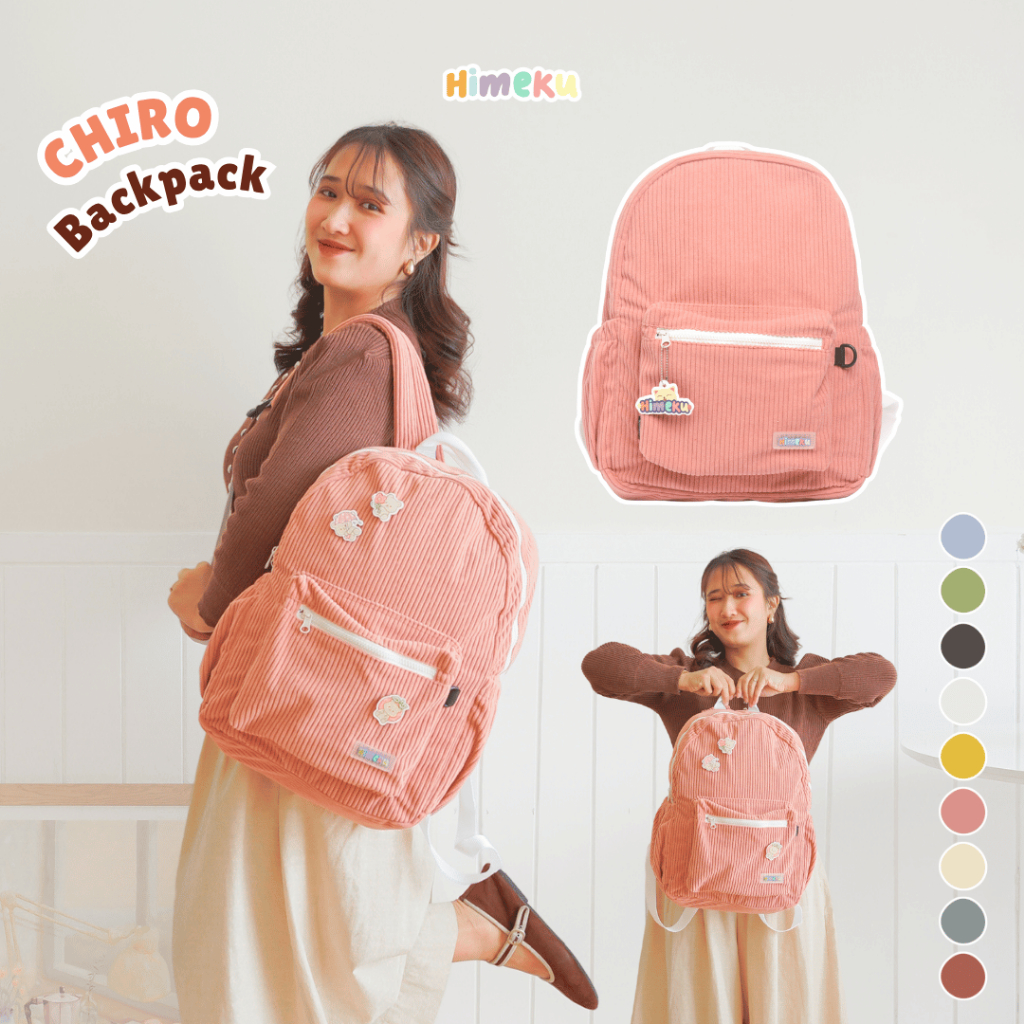 Himeku CHIRO (CHIGU Corduroy) Backpack - Tas Besar - Tas Sekolah Kuliah Kerja Muat Laptop - Ransel P