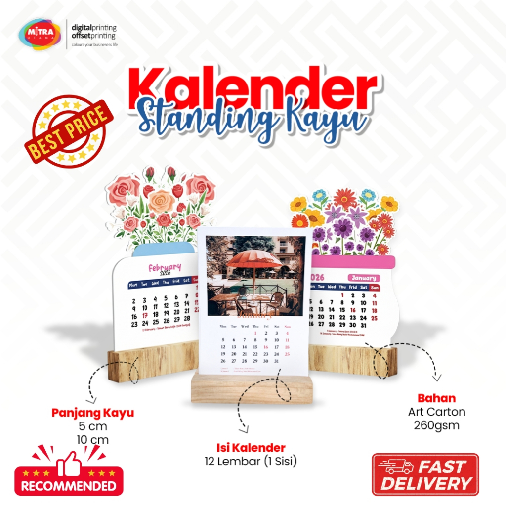 KALENDER MEJA KAYU / KALENDER MEJA CUSTOM /KALENDER ESTETIK /KALENDER LUCU /KALENDER2026 /KALENDER D