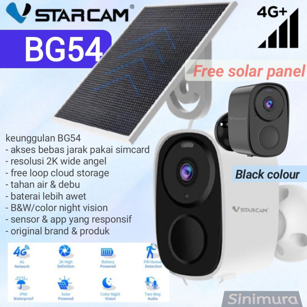 cctv outdoor 4G Vstarcam BG54 cctv 2K solar panel