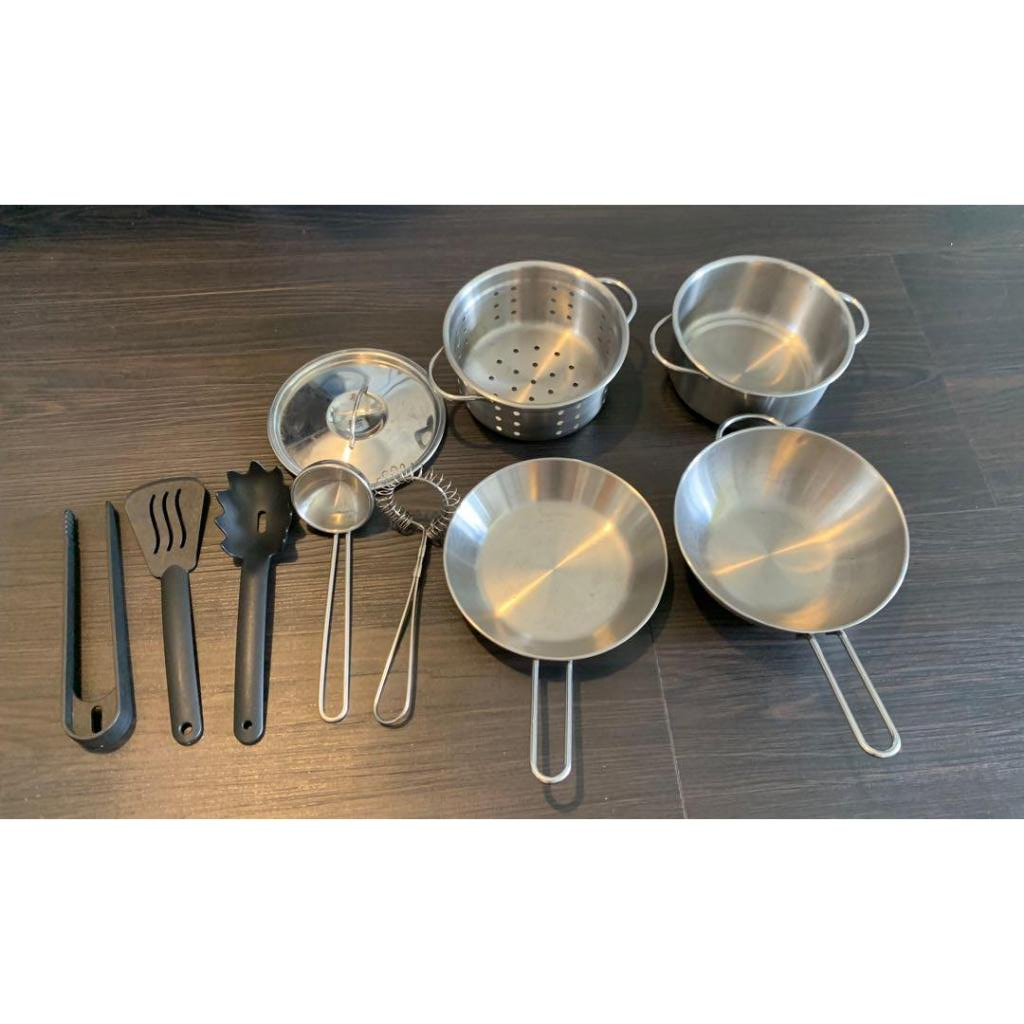 Peralatan masak mainan anak chef cilik belajar bantu masak DUKTIG 5-piece toy cookware set, stainles