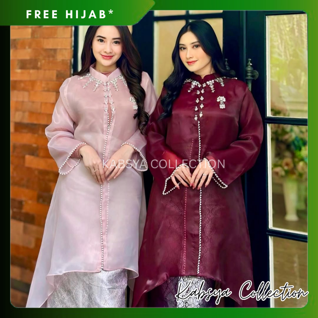 INSTANT COD Kebaya Melayu Model Outer Organza Payet Premium / Dress Outer Organza / Baju Kurung Mela