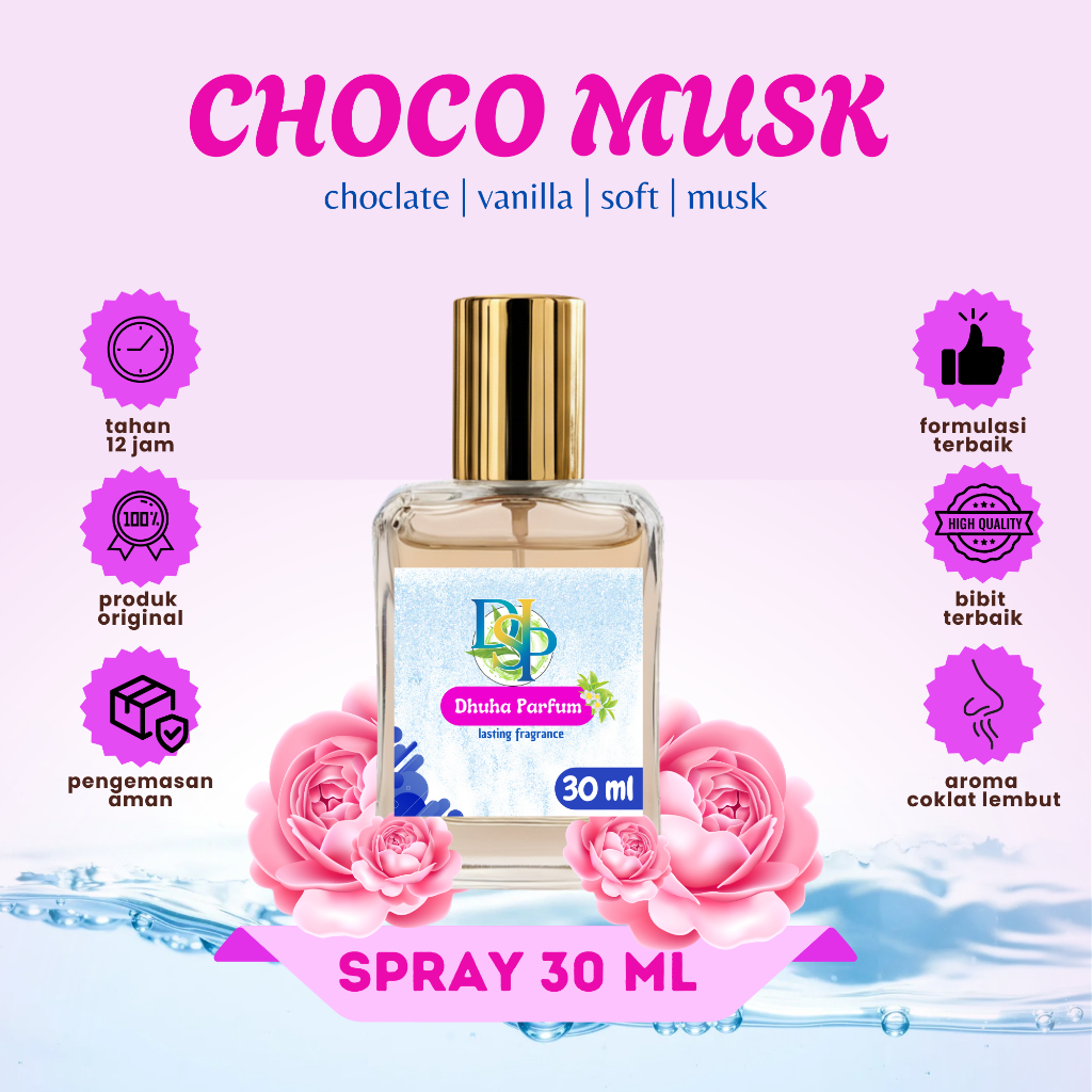 Parfum Spray Choco Musk 30ml – Bibit Premium 1:1 | Aroma Coklat Vanilla Musk Unisex Tahan 24 Jam