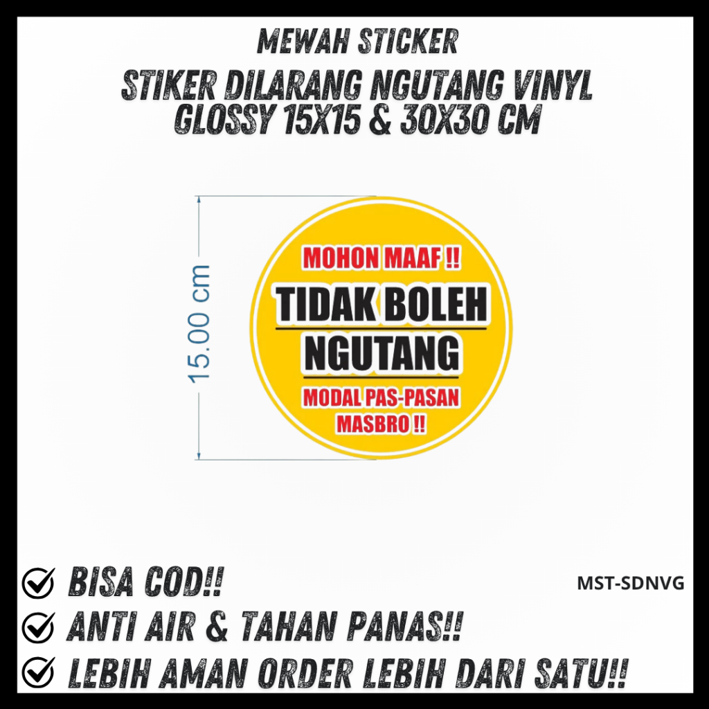 stiker dilarang ngutang