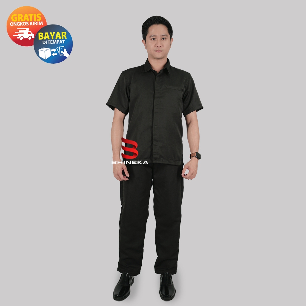 Seragam Safari Terbaru 2025 Setelan Safari Satpam Security Warna Hitam Lengan Pendek