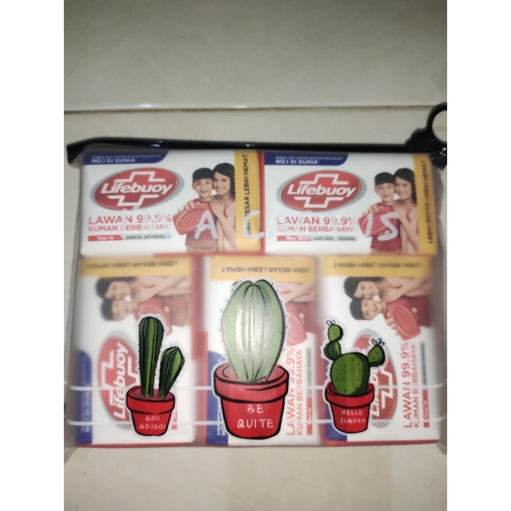 Paket Sabun Lifebuoy batang 110gram isi 5 sabun + gratis pouch