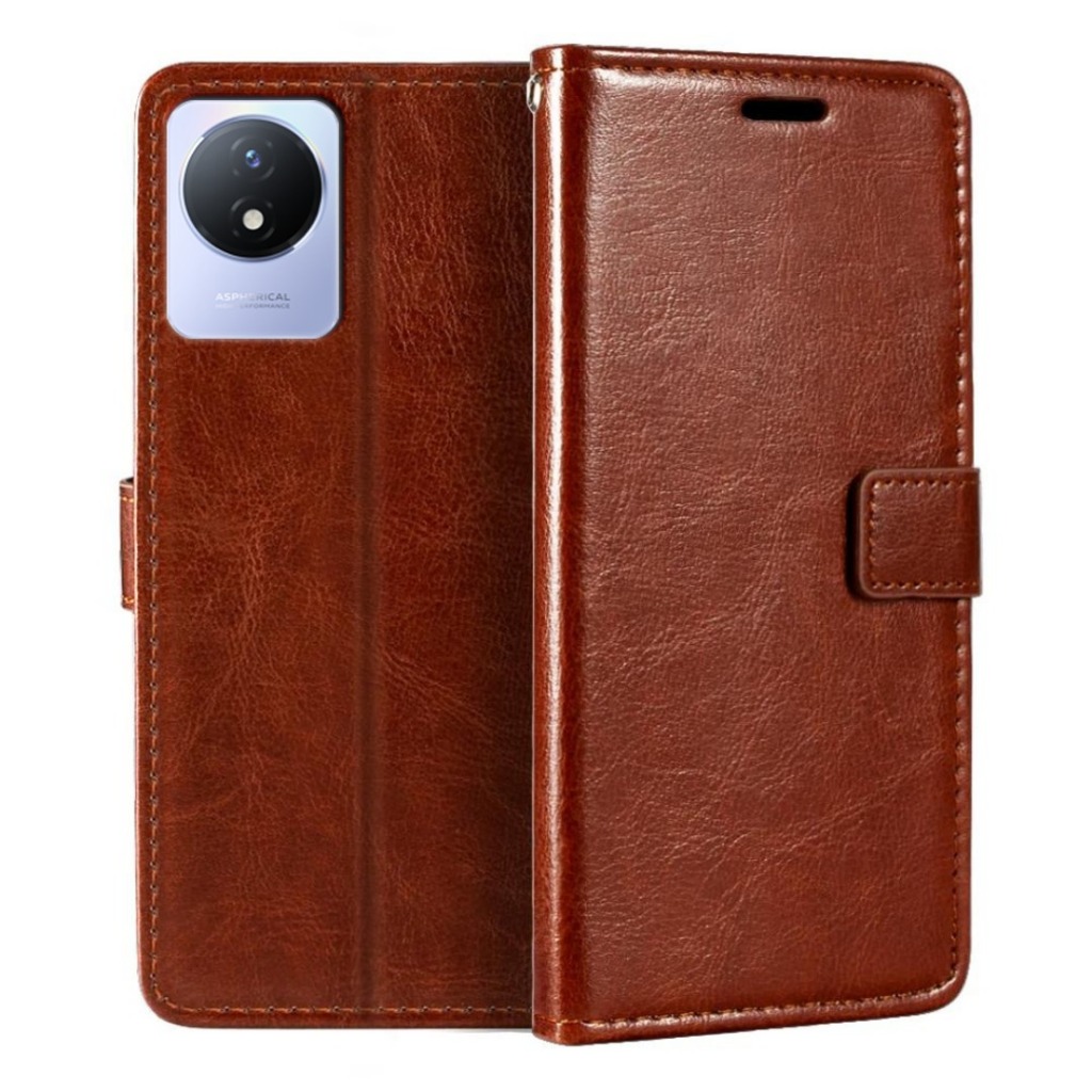 Flip Case Wallet Vivo Y02/Y02T + Anti Gores Anti Spy