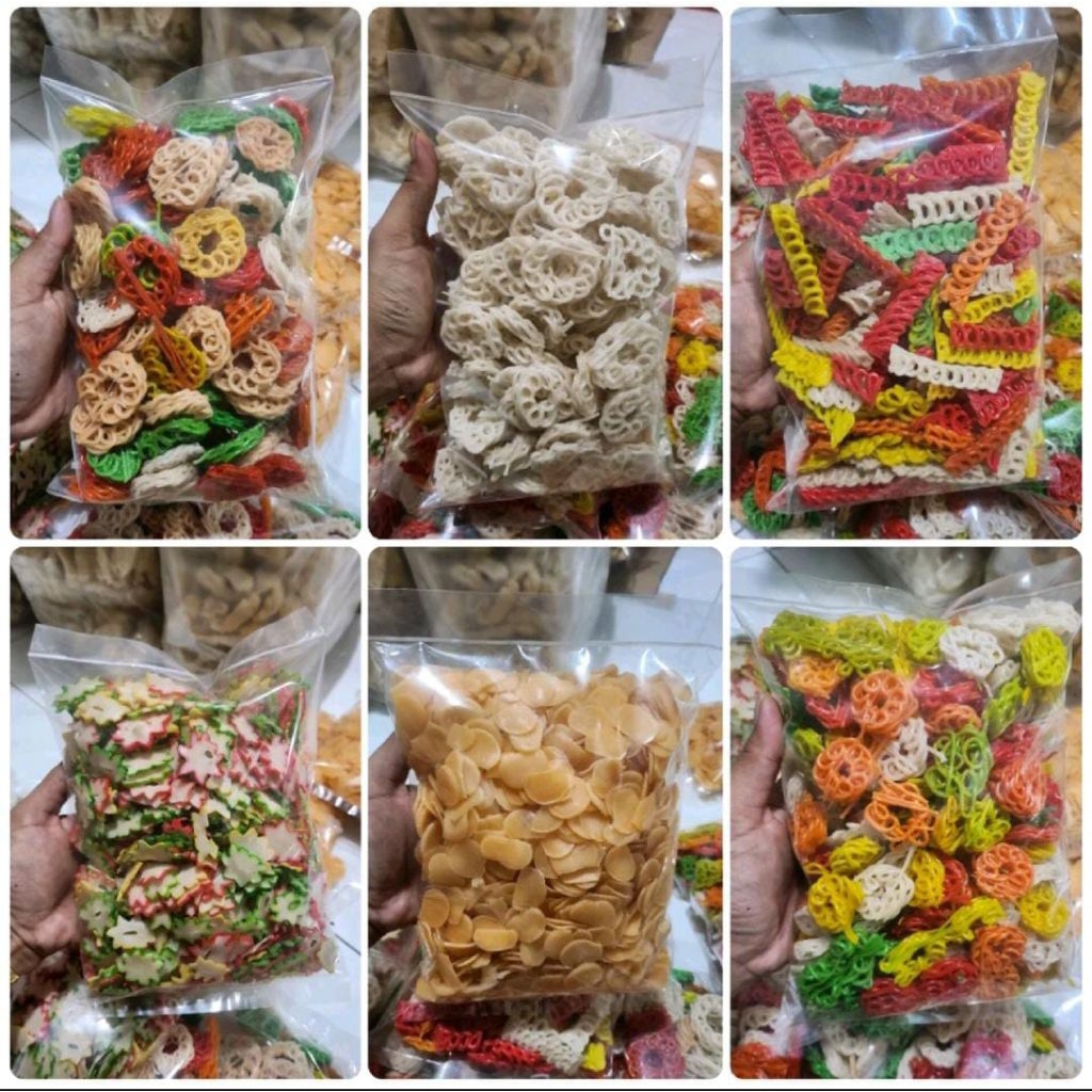 aneka kerupuk mentah toping seblak banyak pilihan warna dan rasa
