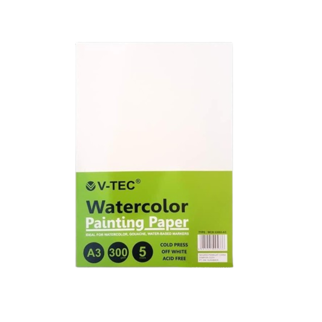 V-Tec Watercolor Paper 300 Gsm / A3 (5 sheets) / Watercolor Paper / Paper 300 Gsm