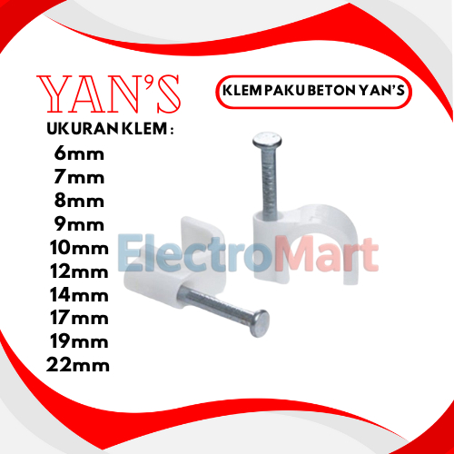 Klem Kabel Listrik - Klem Paku Beton - Klem Kabel Clip - Klem Kabel Paku Beton 6mm 7mm 8mm 9mm 10mm 