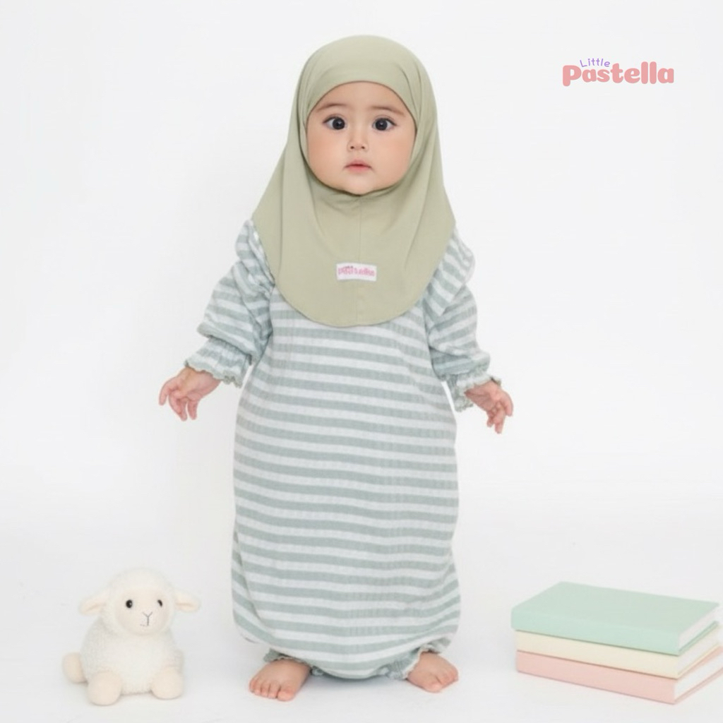 Little Pastella -  Cyra Setelan Hijab | Gamis Newborn | Gamis Bayi Usia 0-12 Bulan