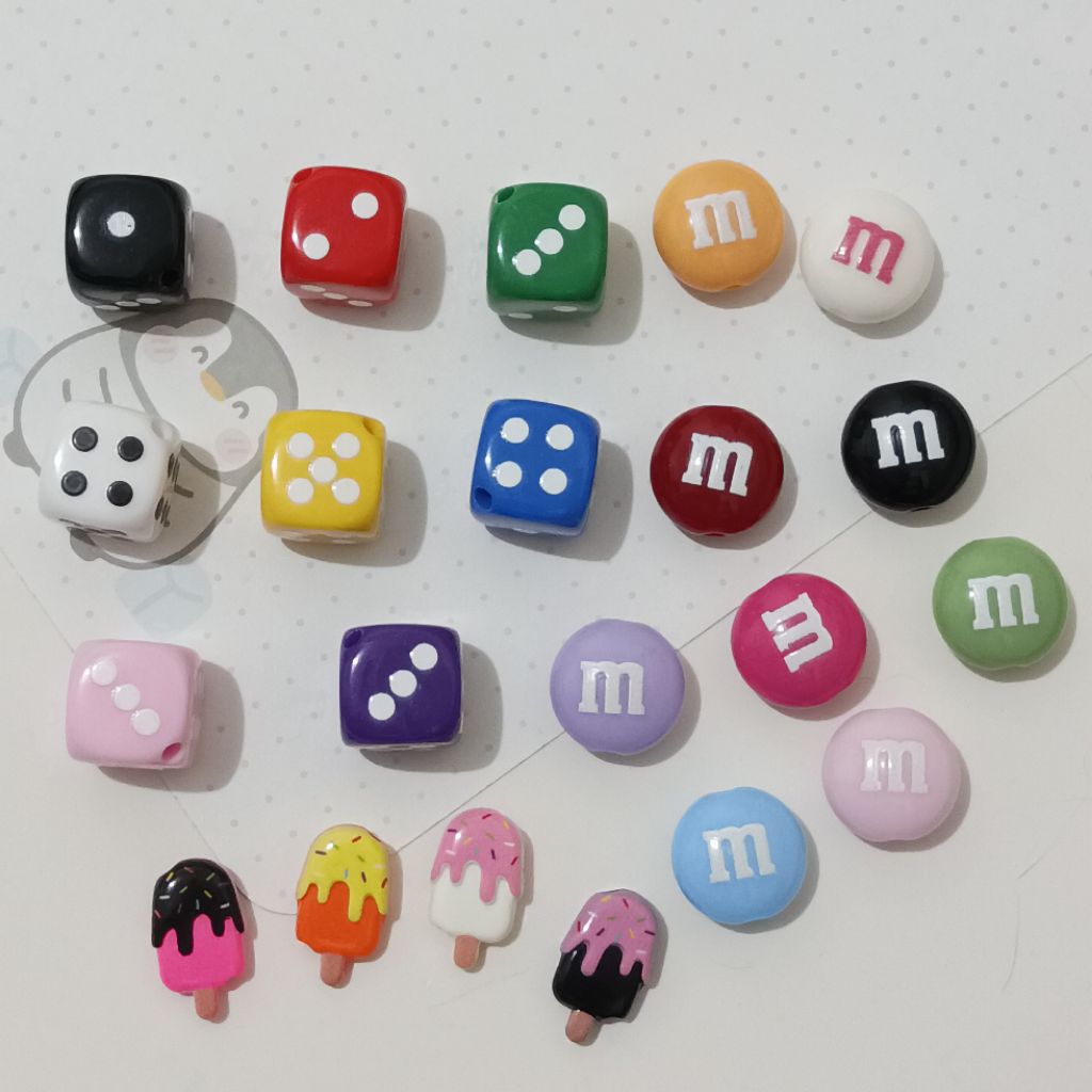 [1 PC] MSC365 - AKRILIK ACRYLIC MANIK MOTE DADU DICE / MANIK M&M / Es Krim Ice Cream / miu miu style