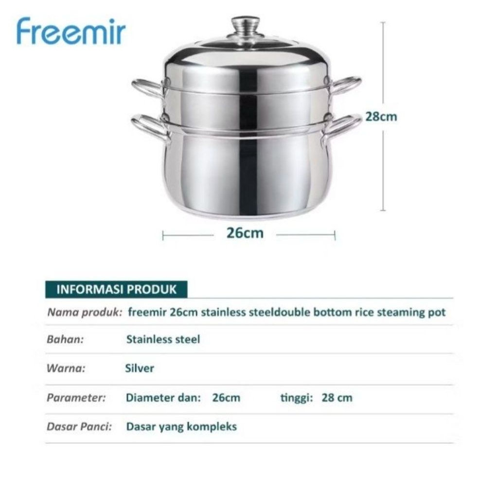 Freemir Panci Kukus Stainless Steel 26cm