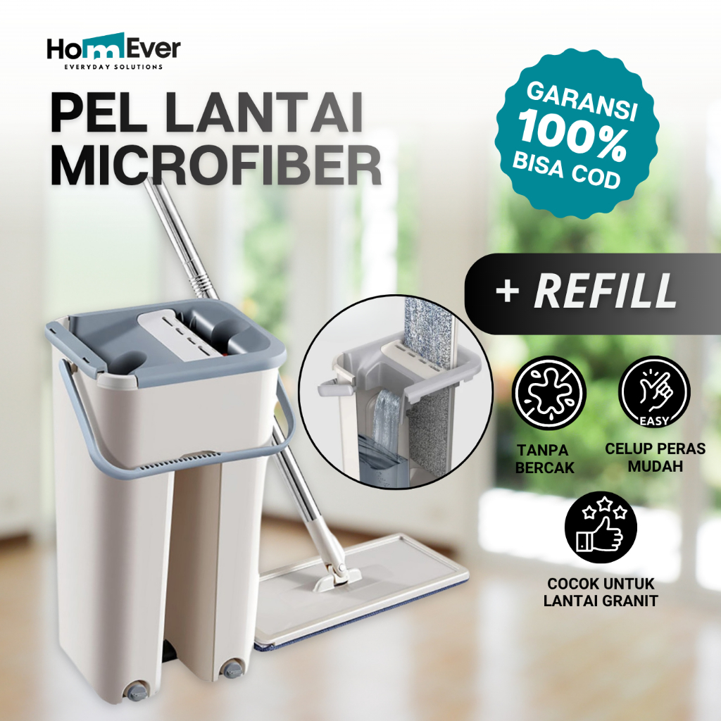 ISHOWTIENDA Alat Pel Flat Mop Cocok Untuk Lantai Granit dan Marmer - Magic Mop Kain Microfiber Pel L