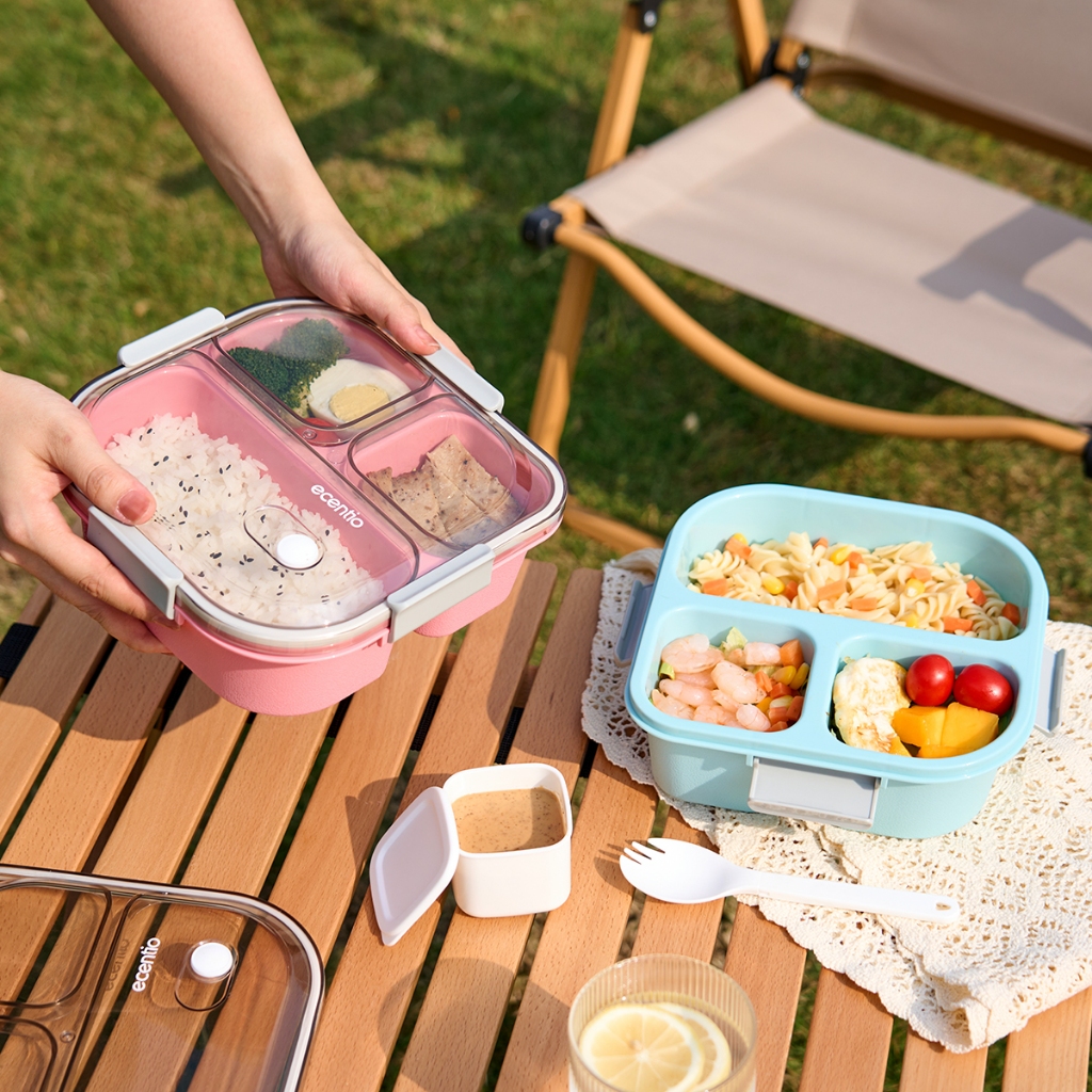 [PP 5] ecentio lunch box kotak bekal anti tumpah 3 grid 1100ml /850ml Kotak makan wadah bekal anti t