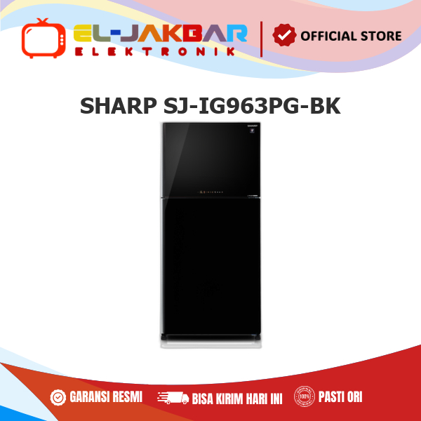 SHARP SJ-IG963PG-BK Kulkas 2 Pintu 600L J-Tech Inverter Compressor SJIG963PGBK