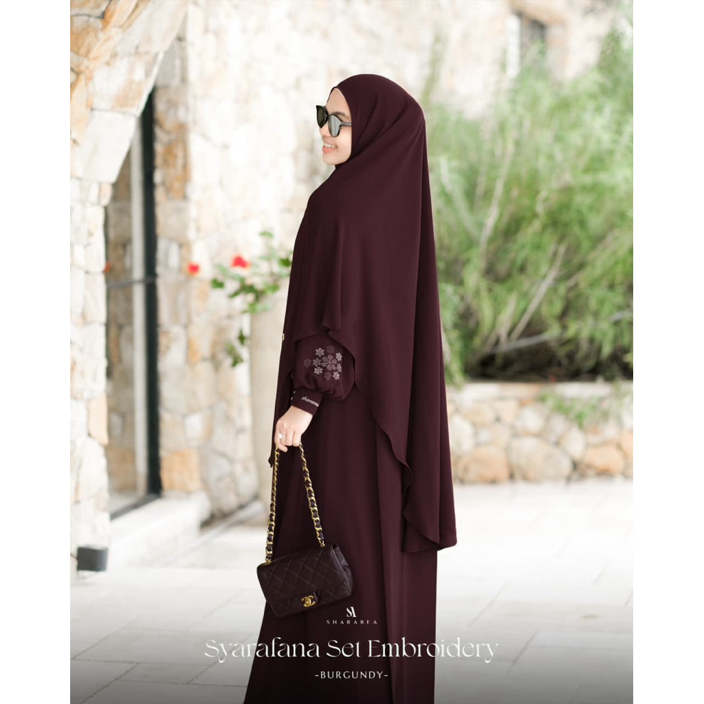 Syarafana Set Emboidery by Shararea | Set Khimar Syari | Set Umroh Haji