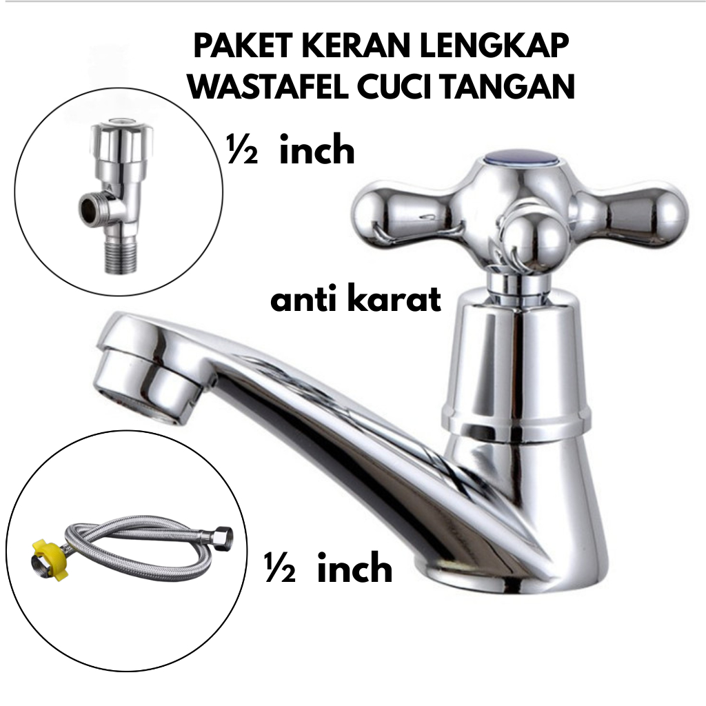 Awet KWF 743 Keran Wastafel Cuci Tangan Baling Kran Air Cuci Tangan Keran Cuci Muka Putar