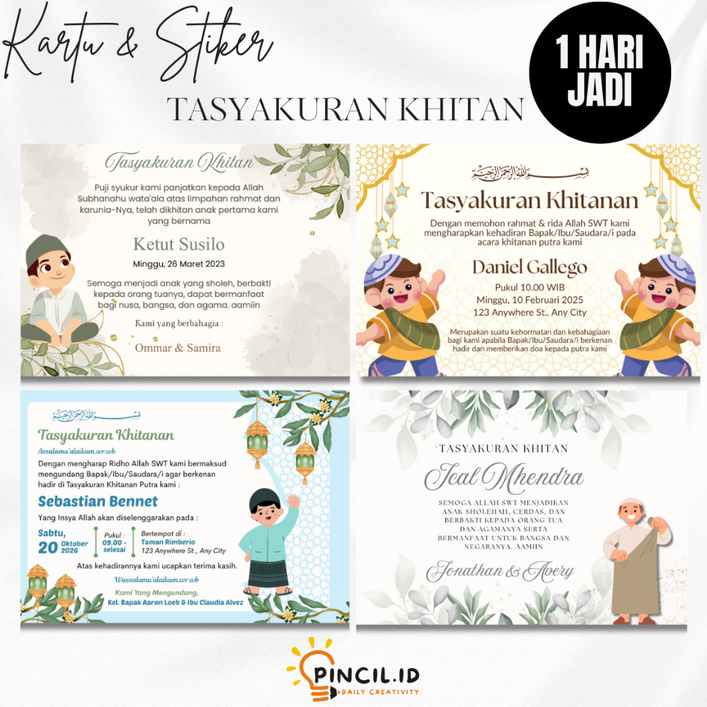 Stiker tasyakuran khitanan, kartu syukuran sunatan, kartu syukuran khitan, stiker khitan, kartu ucap