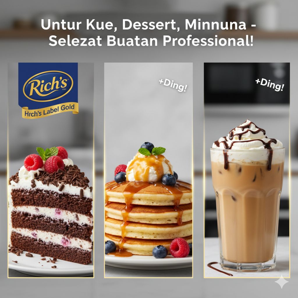 Rich's Gold Label Emas Whipping Cream 907gr / Gold Label Emas Whipping Cream Rich's 907gr / Whipping