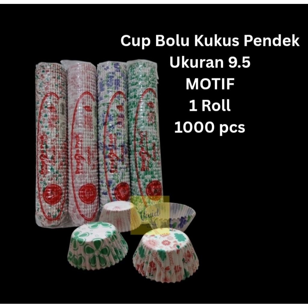 [1000 PCS] Cup Bolu Kukus 9.5 - Kertas Bolu Kukus 9,5 Pendek Motif Floral Dragon Pack - Kertas Alas 