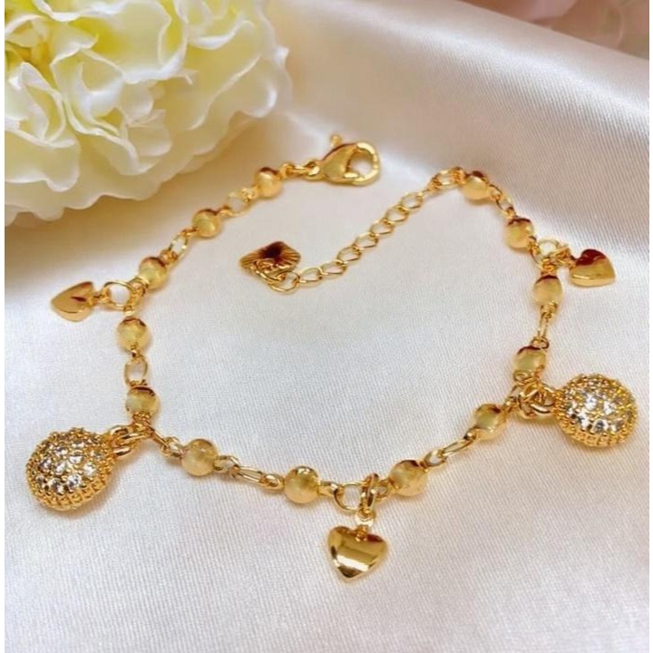 Gelang Rantai Jurai Setengah Bola Emas 18 Karat