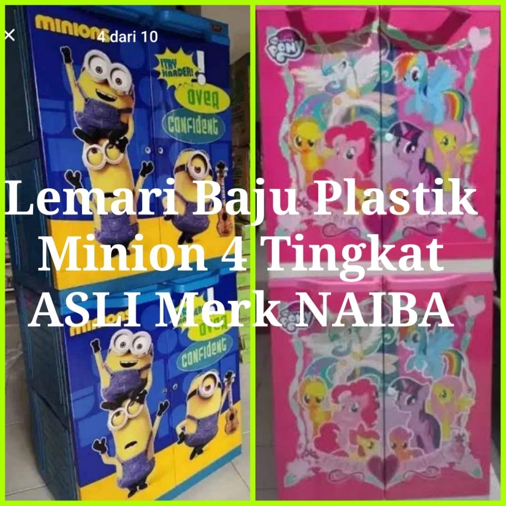 Lemari Baju Plastik Pakaian Gantung Naiba Furnitur Kayu Olympik Karakter Kartun Animasi Anak Lelaki 