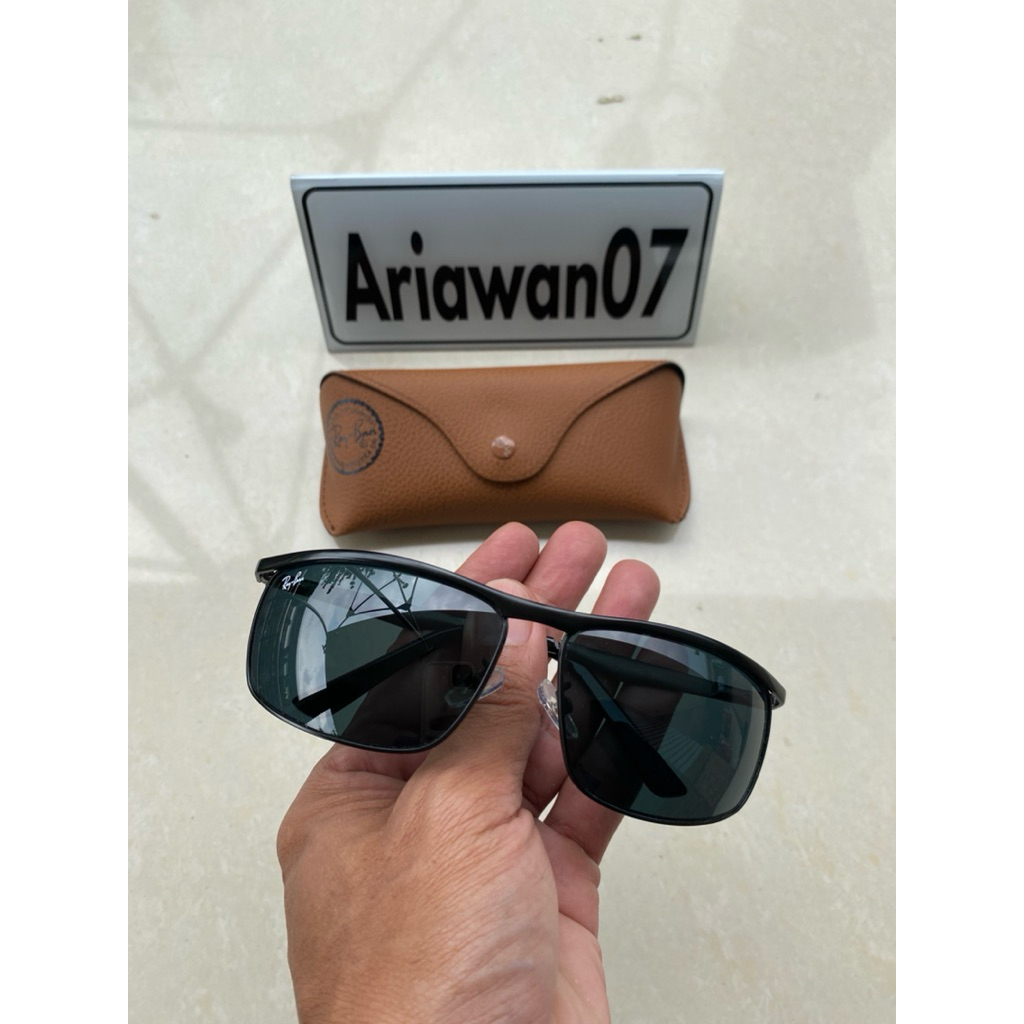 kacamata ray-ban mode sport rb 3462 frame hitam carbon kaca hitam