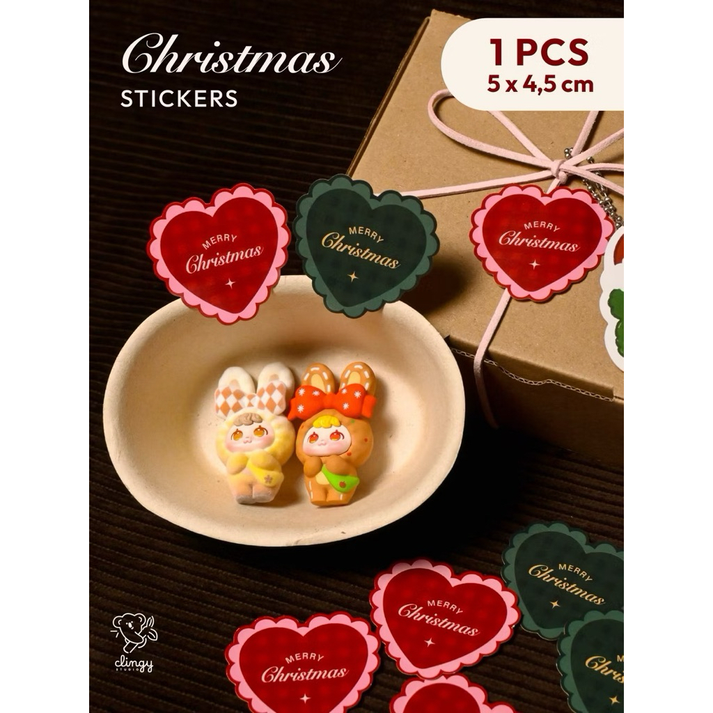 [Uk.5 x 4,5 cm] Sticker Ucapan Christmas / Natal Bentuk Unik untuk Kue, Toples, Packing, Packaging