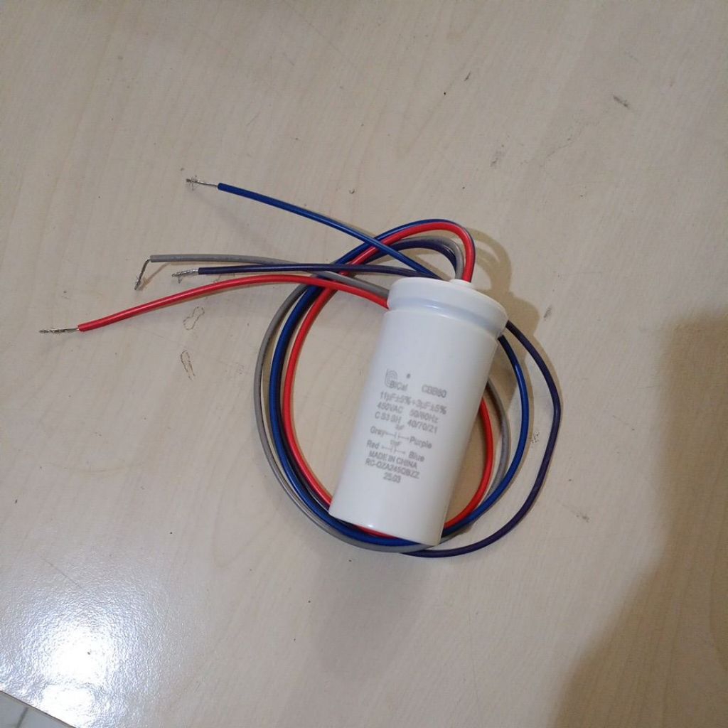 KAPASITOR MESIN CUCI SHARP 2 TABUNG CBB60 11+3 UF