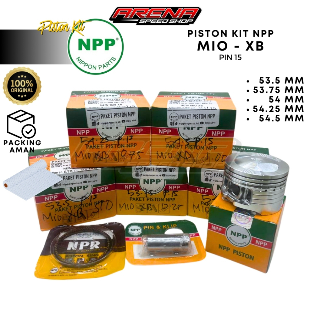 NPP Piston Kit NPP-XB Pin 15 - Seher Piston Yamaha Mio XB STD 53.5 54 54.5 Pen 15