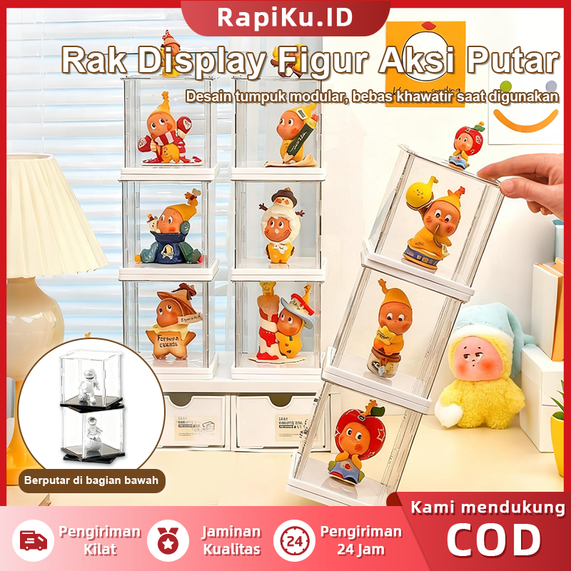 Kotak Display Putar Blind Box / 360 Rotate Display Box Rak / Pajangan Akrilik Transparan Rotate Disp