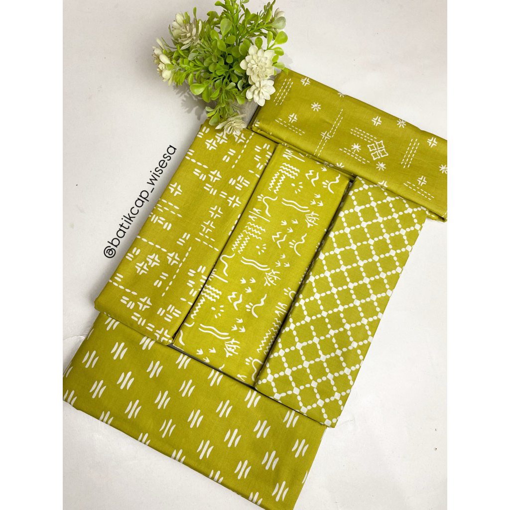 [Motif Baru] Kain Batik Cap warna Hijau Lemon