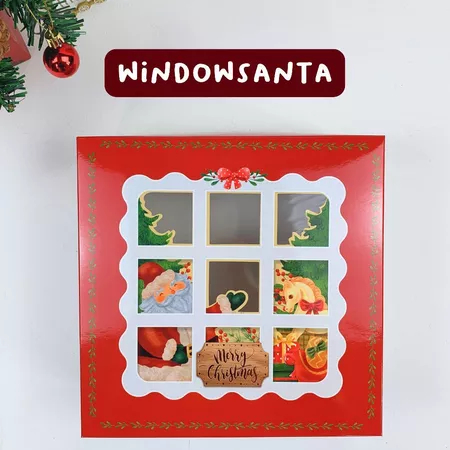 Box Kue Natal Christmas Packaging Bolu Lapis Toples Hampers Ukuran 25 x 25 x 5 Cm Box Natal Window S