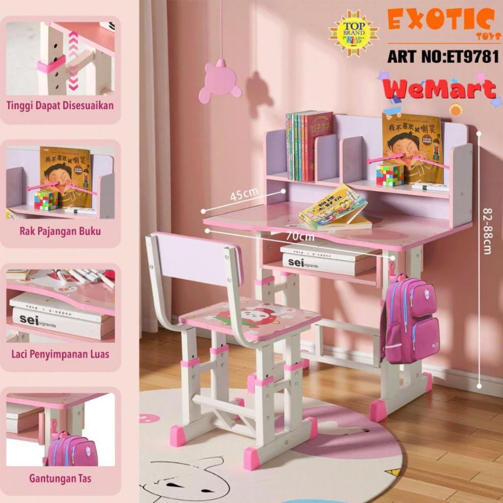 ET 9781 ET 9782 EXOTIC STUDY TABLE SET a// Meja Dan Kursi Belajar Anak Dan Dewasa Muat 300kg // Et-9