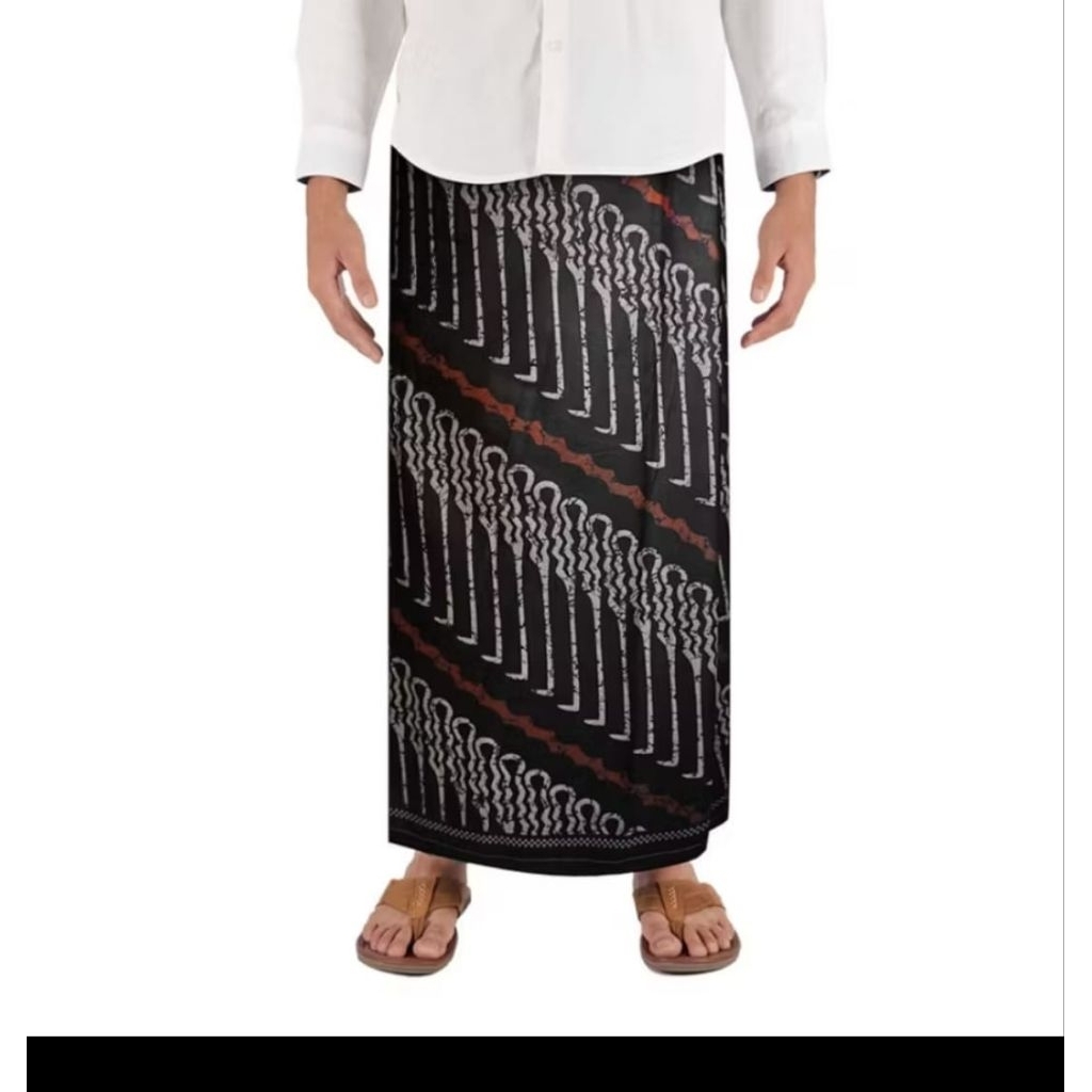 SARUNG MANGGA BATIK kembang Nusantara Batik Hitam kombinasi biru