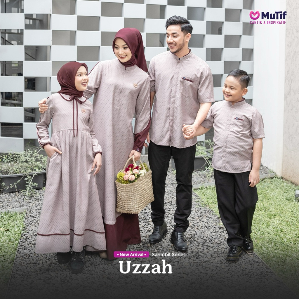 MUTIF SARIMBIT 2026 UZZAH DHEEMAR 2026 Powder Red Family Set 2026 Gamis Uzzah Koko Dheemar