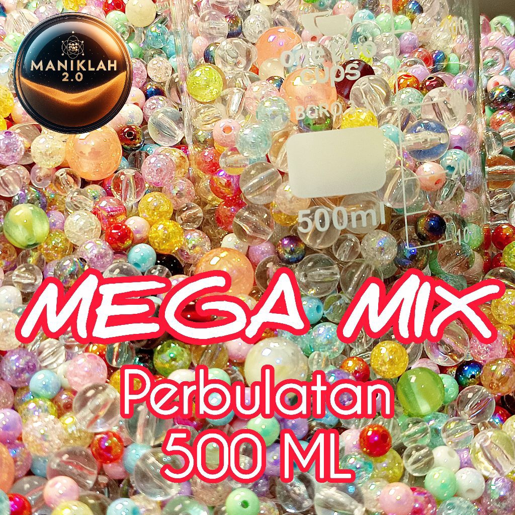 SEROK LUBER Manik Bulat, Manik Kaca Bulat, Manik Tetes, Manik Pasir 3mm & 4mm, Isi 500 ML ( Bukan Gr
