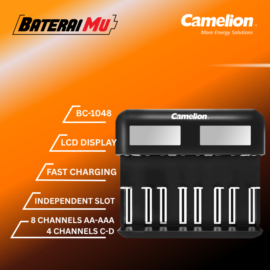 BateraiMu Camelion Charger Baterai BC-1048 | Charger 8 Slot for Baterai AA - AAA - C - D