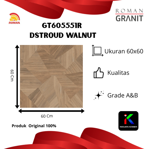 Granite Roman GT605551R dStroud Walnut Ukuran 60x60 Cm grade A&B/KW 1&2