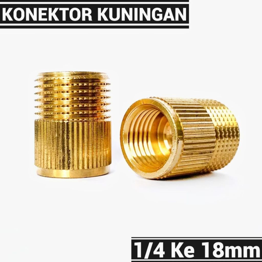 Konektor Over Drat Kuningan Drat Luar 18mm ke Drat dalam 14mm